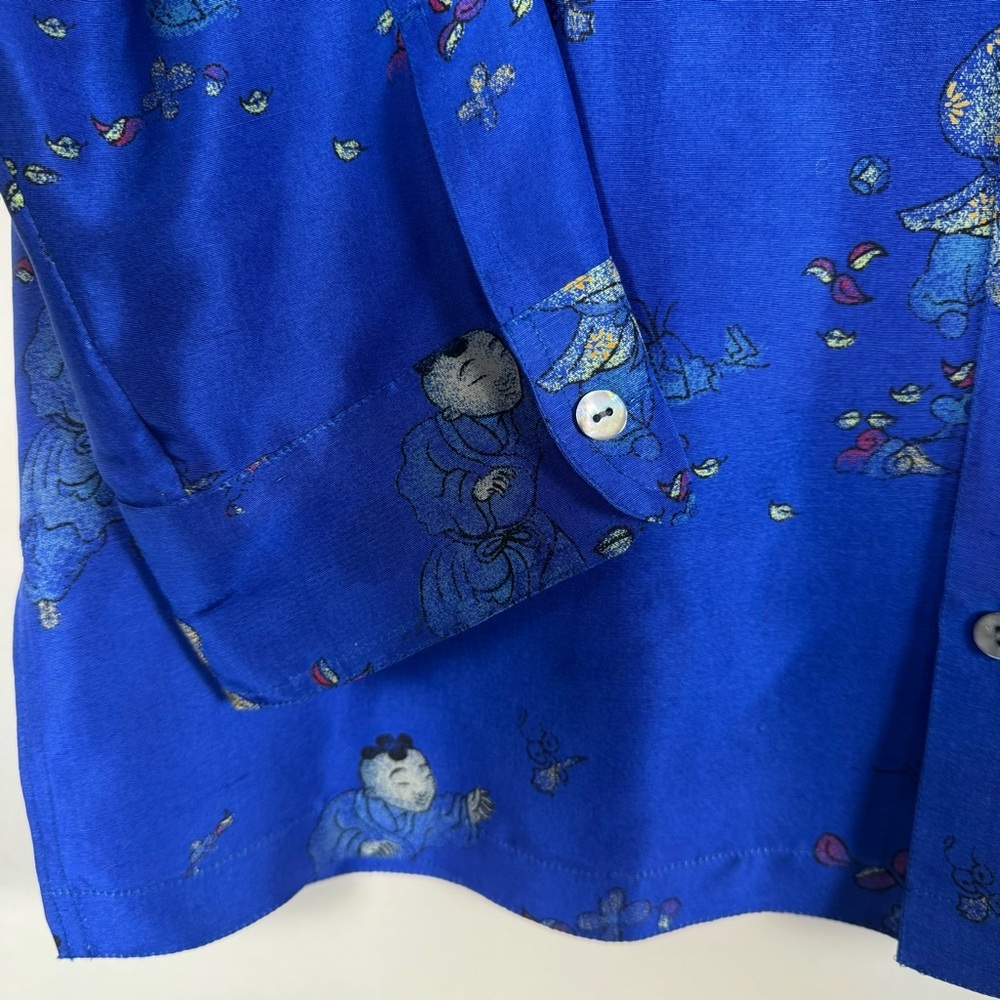 Chico's Design‎ VTG Button-up Blouse Women Size Large Asian-Inspired 100% Silk - Picture 7 of 13